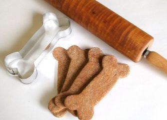 Dog treat recipes made with dog bone cookie cutters and rolling pin