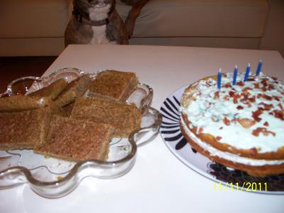 Liver & carrots brownies and Bacon chicken puppy cake